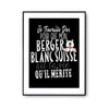 Affiche Berger blanc Je travaille dur - Planetee