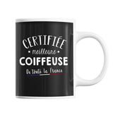 Mug Femme Coiffeuse Meilleure de France | Tasse Noire métier - Planetee