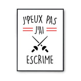 Affiche Escrime Croisés j'peux pas Blanc Premium - Planetee