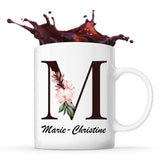 Mug Blanc Marie-Christine Lettre Fleur - Planetee