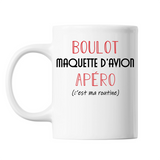 Mug Maquette d'Avion C'est ma Routine Blanc - Planetee