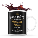 Mug noir Propriété du Meilleur Assistant Social - Planetee