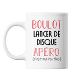 Mug Lancer de Disque C'est ma Routine Blanc - Planetee
