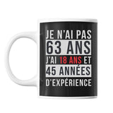 Mug 63 Ans Expérience Noir - Planetee