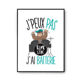 Affiche Beach Volley j'peux pas Blanc Premium - Planetee