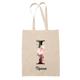 Tote Bag beige Ilyana Lettre Fleur - Planetee