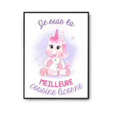 Affiche Meilleure Cousine Licorne - Planetee