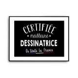 Affiche Dessinatrice Femme Métier Meilleure de France - Planetee