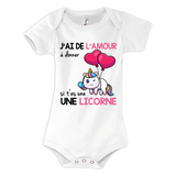 Body bébé Amour à donner Licorne - Planetee