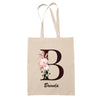 Tote Bag beige Brenda Lettre Fleur - Planetee