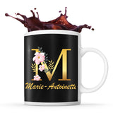 Mug noir Marie-Antoinette Lettre Fleur - Planetee