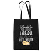 Sac Tote Bag Labrador Je travaille dur Noir - Planetee