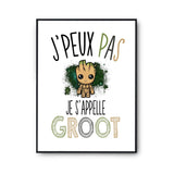 Affiche Je s'appelle Groot j'peux pas Blanc Premium - Planetee