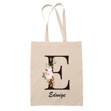 Tote Bag beige Edwige Lettre Fleur - Planetee