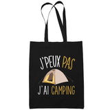 Sac Tote Bag Camping Je peux pas Noir - Planetee