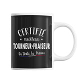 Mug Homme Tourneur-fraiseur Meilleur de France | Tasse Noire métier - Planetee