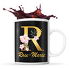 Mug noir Rose-Marie Lettre Fleur - Planetee