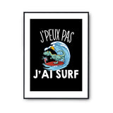 Affiche Surf tyrannosaure j'peux pas Noir - Planetee