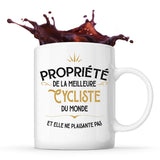 Mug blanc Propriété de la Meilleure Cycliste - Planetee