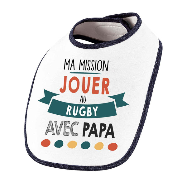 Bavoir bébé Ma mission Rugby avec Papa - Planetee
