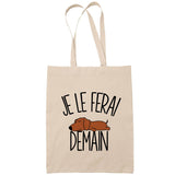 Sac Tote Bag teckel je le ferai demain beige - Planetee