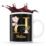 Mug noir Hélène Lettre Fleur - Planetee