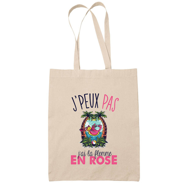 Sac Tote Bag J'peux pas Flamant rose flemme beige - Planetee