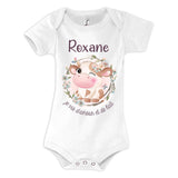 Body bébé Roxane Amour et Biberon de Lait Vache - Planetee