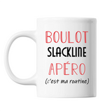 Mug Slackline C'est ma Routine Blanc - Planetee