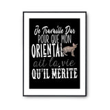 Affiche Chat Oriental Je travaille dur - Planetee