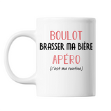 Mug Brasser ma Bière C'est ma Routine Blanc - Planetee