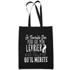 Sac Tote Bag Lévrier Je travaille dur Noir - Planetee