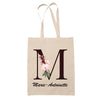 Tote Bag beige Marie-Antoinette Lettre Fleur - Planetee