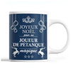 Tasse Noël Joueur de Pétanque homme Bleu - Planetee