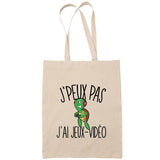 Sac Tote Bag J'peux pas Jeux vidéo tortue beige - Planetee