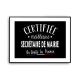 Affiche Secrétaire de mairie Femme Métier Meilleure de France - Planetee