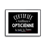 Affiche Opticienne Femme Métier Meilleure de France - Planetee