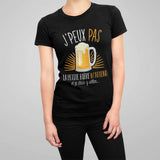 T-shirt femme J'peux pas La petite bière m'attend noir - Planetee