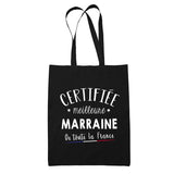 Tote Bag Noir Certifiée Marraine - Planetee