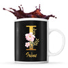 Mug noir Irène Lettre Fleur - Planetee