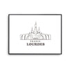 Affiche Lourdes | Poster Tableau dessin ville de France pour décoration murale qualité papier Premium A4 - Planetee