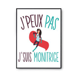 Affiche Monitrice j'peux pas Blanc Premium - Planetee