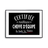 Affiche Cheffe d'équipe Femme Métier Meilleure de France - Planetee