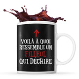 Mug noir Qui Dechire Filleul - Planetee