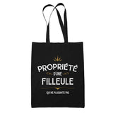 Tote Bag Noir Filleule ne plaisante pas - Planetee