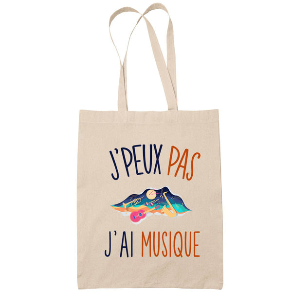 Sac Tote Bag J'peux pas Musique beige - Planetee