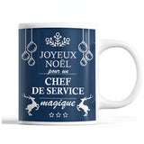 Tasse Noël Chef de Service homme Bleu - Planetee