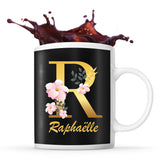 Mug noir Raphaëlle Lettre Fleur - Planetee