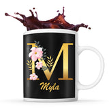 Mug noir Myla Lettre Fleur - Planetee
