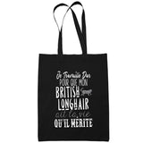 Sac Tote Bag British Longhair Je travaille dur Noir - Planetee